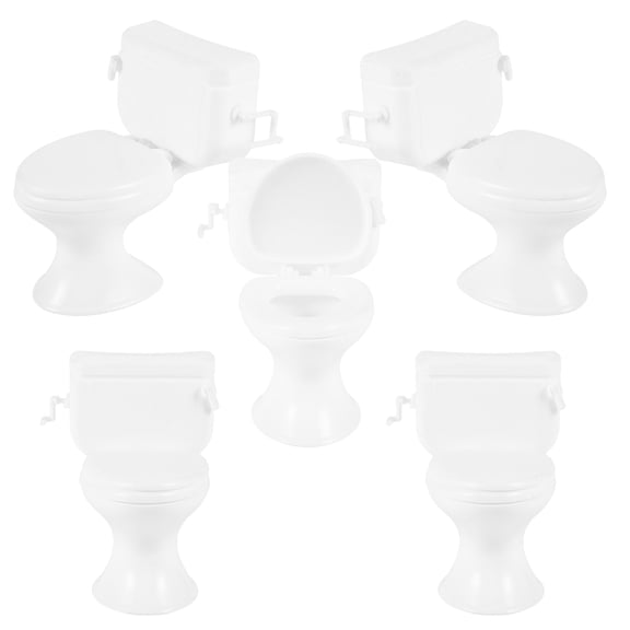 PBPBOX White ABS Miniature Toilet Model for Micro Landscaping 5Pcs