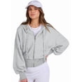 thumbnail image 4 of Female Zip Up Hoodies Cropped Sweatshirts Casual Comfy Cute Zip Jackets Fashion Trendy Fall Outfits Light Grey S, 4 of 10