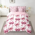 thumbnail image 2 of Homewish Cute Cartoon Bow Knot 7pcs Bedding Comforter Set,Kawaii Bowtie Queen Bedding Sets,Pink White Queen Sheet Sets For Kids,Breathable Home Decor Reversible, 2 of 8
