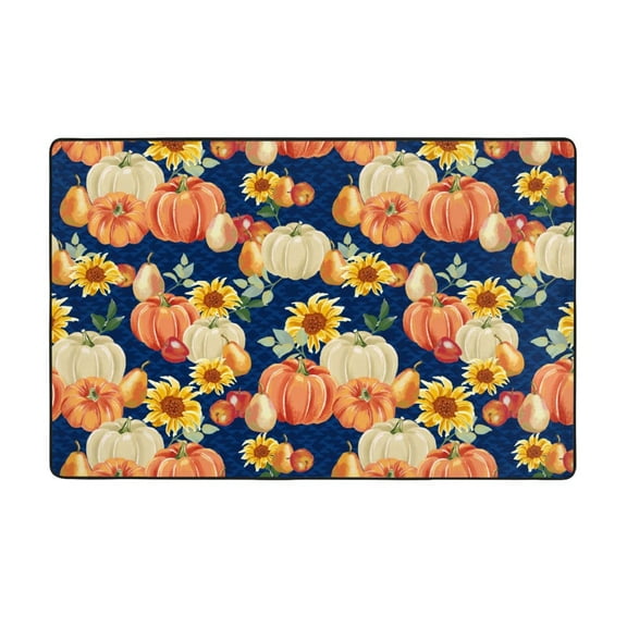 Area Rugs For Living Room Decor - Fall Pumpkin Daisy Anti Slip Throw Washable Rugs 3x5 For Bedroom, Soft Indoor Carpet For Bedroom Living Room 60x39In