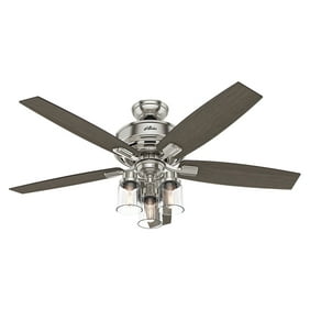 Hunter 52 Bennett Brushed Nickel Ceiling Fan With Light Kit And Remote