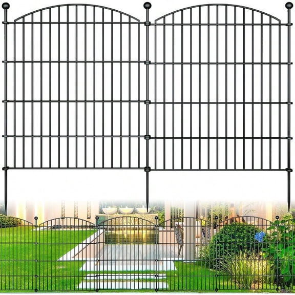 10 Panels Garden Fence Dog Fence Outdoor For Yard 32in H X 23.6ft L Rustproof Metal Fencing With Ground Stakes No Dig Animal Proof Containment For Pets Rabbits Durable Patio Security Panels