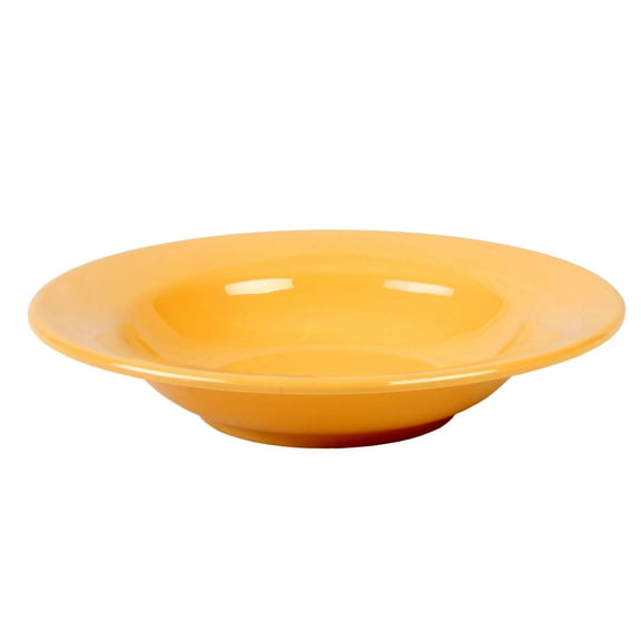 Excellante Color yellow melamine dinnerware collection 8 oz, 7 3/4" wide rim salad bowl, comes in dozen