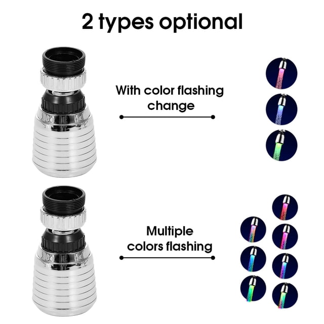 LED Lighting Water Faucet RGB Color Changing Tap Shower Toilets Glowing Head 360 Degree Heat-resistant Sprayer Plastic Replacement Nozzle Type 2