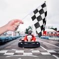 thumbnail image 3 of 50pcs Black And White Checkered Hand Flag Racing Polyester Flags, 3 of 5