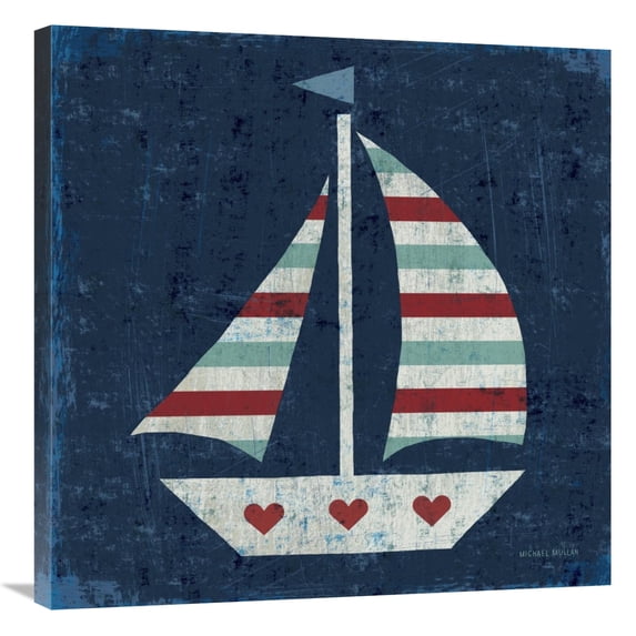 Global Gallery's 'Nautical Love Sail Boat' By Michael Mullan Stretched Canvas Wall Art