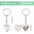 thumbnail image 2 of 5Pcs Heart Locket Pendant Keychain Vintage Carved Flower Pattern Heart Key Rings Brass Photo Locket Keychain 1set, 2 of 9