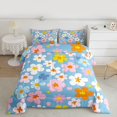thumbnail image 2 of Feelyou Rustic Farmhouse Blossoms Queen Comforter Set, Cartoon Floral Flower Bedding Sets, Watercolor Blue Reversible Bedding Comforter Set, Ultra Soft Bedroom Decor, 3-Piece, 2 of 8