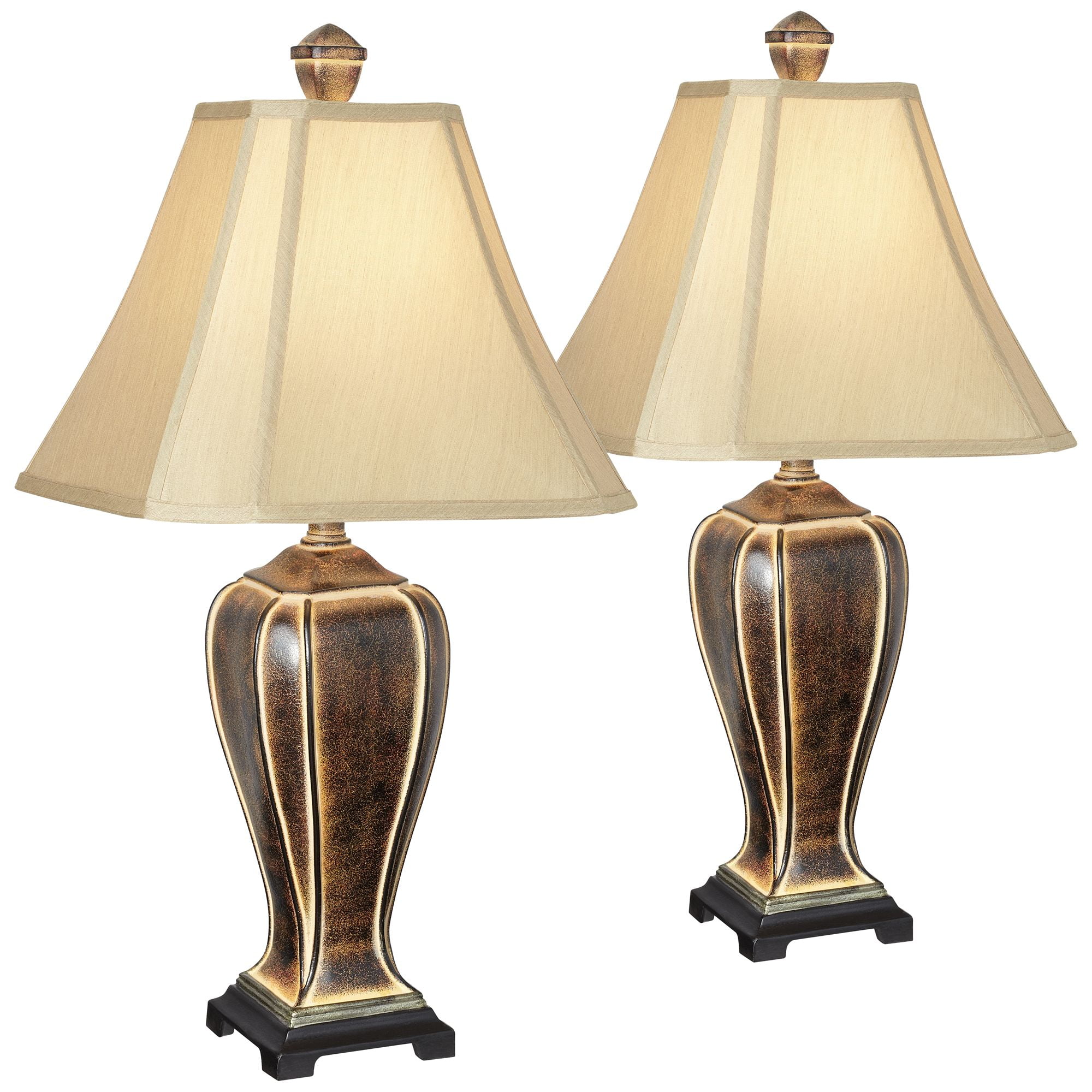 Regency Hill Traditional Table Lamps Set Of 2 Desert Crackle Gold Jar Taupe Faux Silk Bell Shade For Living Room Family Bedroom Walmartcom Walmartcom