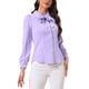 thumbnail image 4 of CAMISA DE MUJER CON BOTONES INSPIRE CHIC, CUELLO PETER PAN, CON LAZO, BLUSA DE COLOR SÓLIDO XL LILA CLARO, 4 of 6