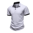 thumbnail image 4 of Awdenio T Shirts for Man Textured Knit Collared Contrast Color Loose Fit Stretchy Golf Shirts, 4 of 8