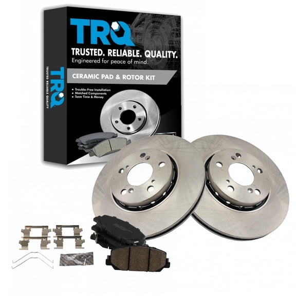 TRQ Front Brake Pad & Rotor Kit Brake Pads Brake Rotor Ceramic Vented Fits Select 2014-2019 Acura RLX
