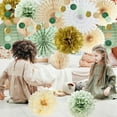 thumbnail image 2 of Green and Pink Party Decor Set for Women's Celebrations, Tissue Pom Poms, Paper Lanterns, Paper Fans, 14 Pcs, 2 of 6