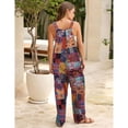 thumbnail image 4 of Lentta Women's Patchwork Dual Pocket Jumpsuit - Loose Floral Print Bohemian Wide Leg Bib Overall for Spring & Summer, 4 of 7