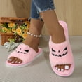 thumbnail image 3 of Dakaela Womens Mens Spooky Fuzzy Slides Halloween Plush Slippers Pumpkin Open Toe House Shoes Gifts, 3 of 7