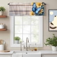 thumbnail image 2 of Spring Idyllic Wood Grain Valance Curtain Yellow Flower Blue Butterfly Window Valances Rod Pocket Short Curtains Window Treatments for Kitchen Bedroom Bathroom Laundry 60" x 18", 2 of 9