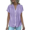 thumbnail image 3 of Rvasteizo Womens Summer Short Sleeve V Neck Blouses Shirts Solid Color Casual Loose Daily Wear Top, 3 of 5