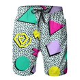 thumbnail image 1 of Retro Men's Quick Dry Swim Trunks with Lining and Pockets - Vintage 80s 90s Beach Shorts, 1 of 4