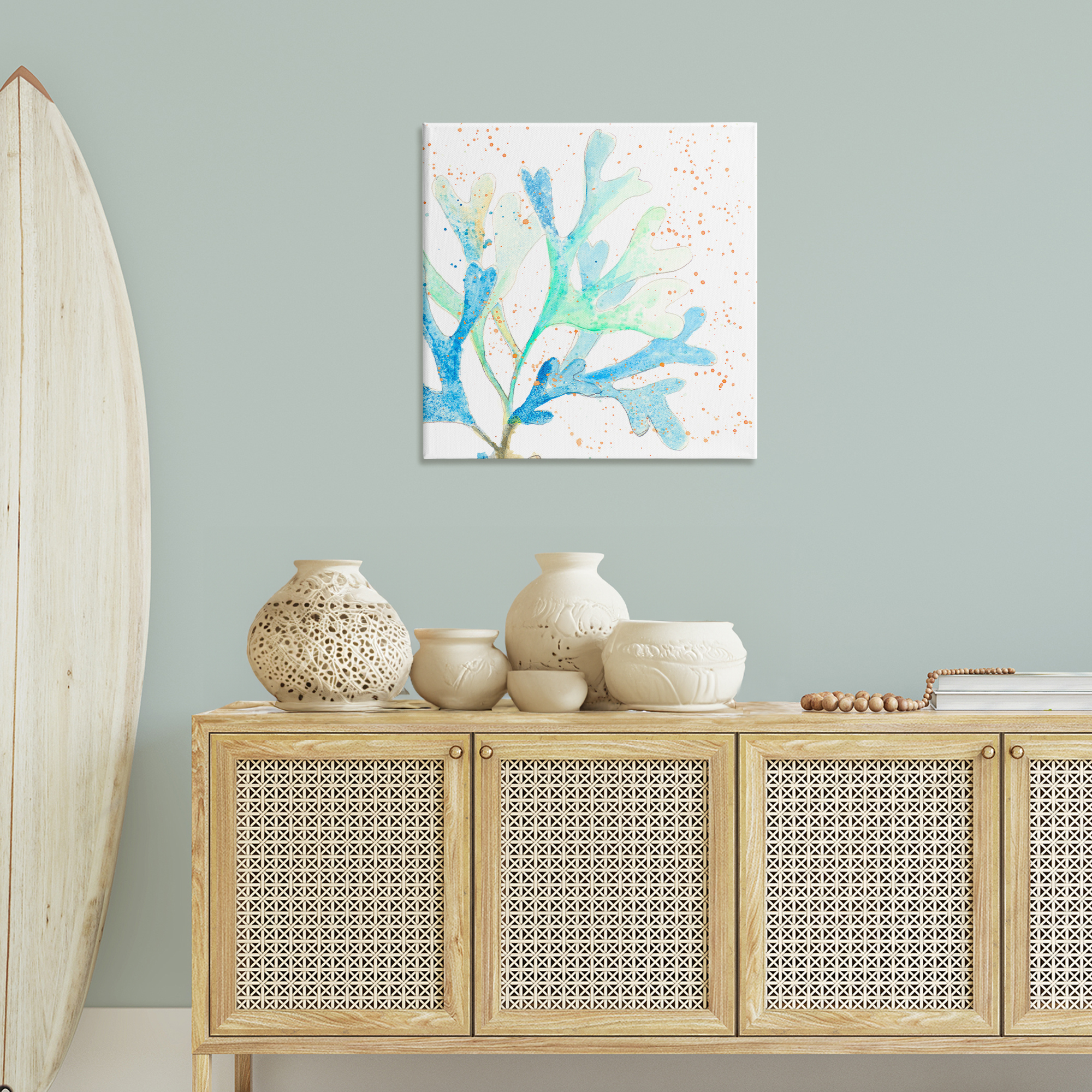Stupell Industries Speckled Modern Coral Coastal Painting Gallery Wrapped Canvas Art Print Wall Art, 30 x 30