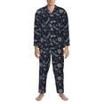 thumbnail image 3 of Yiaed Wildflowers And Dragonflies Print Men’s Pajamas Set - Long Sleeve Button Down Sleep Shirt and Pajama Bottoms Sleepwear Set Mens Pjs Sets Men's Pajama Bottoms-XX-Large, 3 of 7
