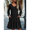 thumbnail image 2 of Weardear Women's 2025 Fall Dress V Neck Tiered Long Sleeve Casual Dress A Line Dresses with Pockets, 2 of 5