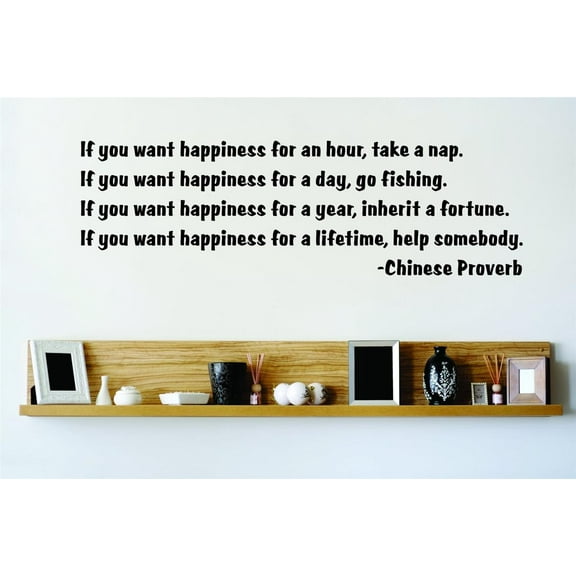 Custom Decals - Prices Reduced If You Want Happiness - Chinese Proverb - Inspirational Quote - Wall Quote - Decal Stickers 15x30 Inchesk