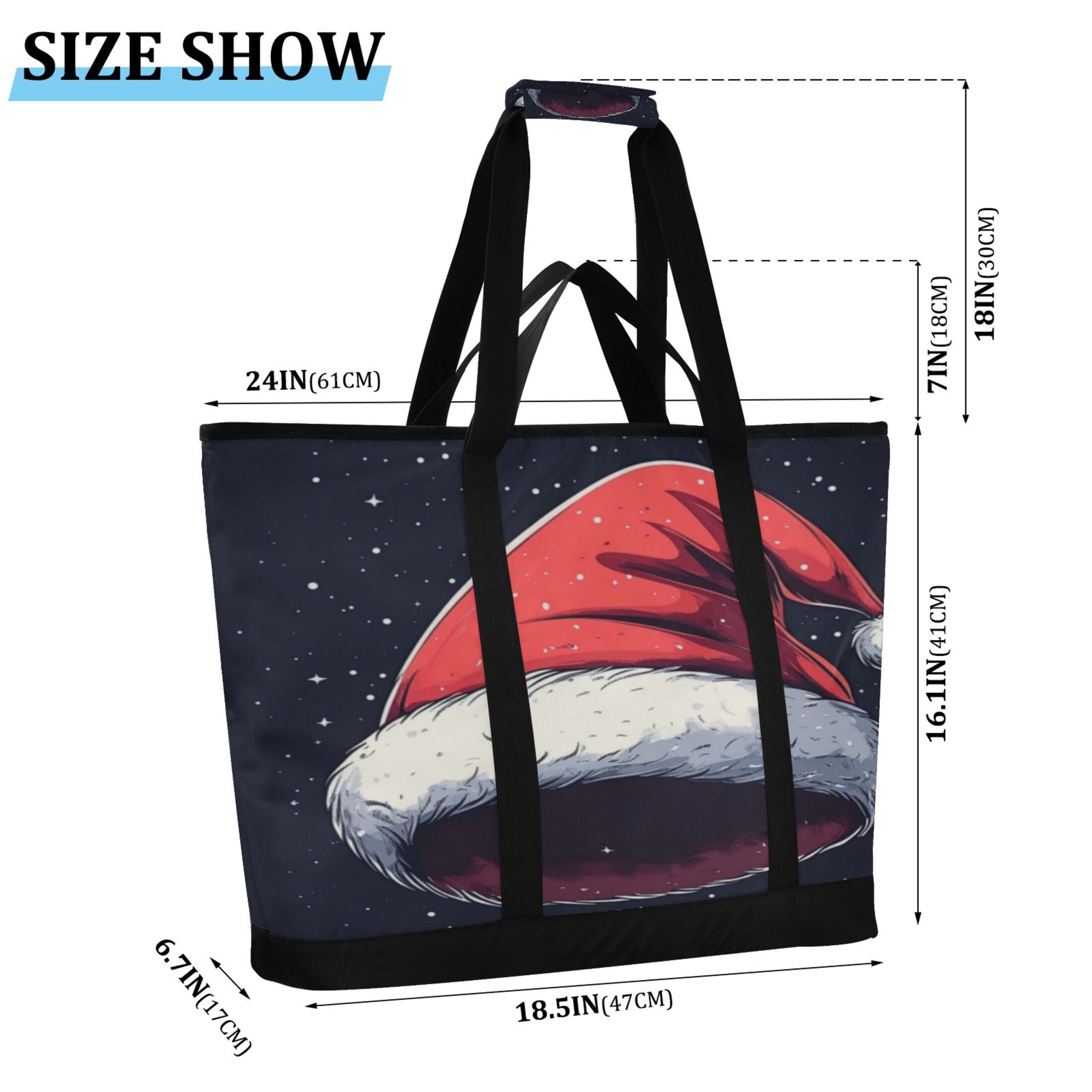 Large Hand-held Ice Pack Picnic Bag Insulation and Refrigeration Suitable for Shopping Picnics and Camping Christmas Style Hat