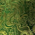 thumbnail image 3 of Metallic Paisley Gold Brocade Fabric 60" By Yard in Red Yellow White Purple Blue (Kelly Green / Gold), 3 of 4