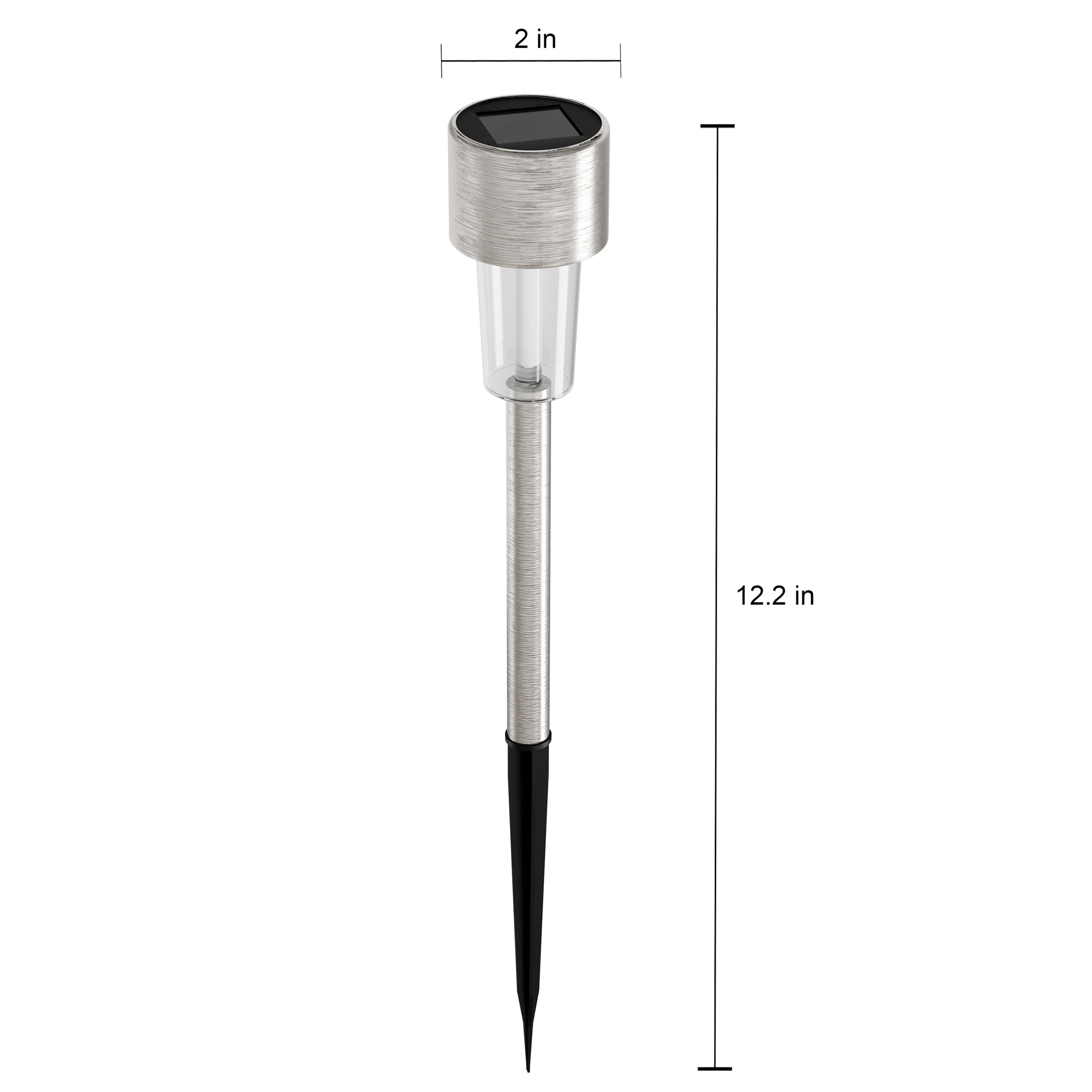 Pure Garden Stainless-Steel Outdoor LED Solar Lights 12-Pack (Silver)