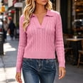 thumbnail image 4 of Edvintorg Sueters De Mujeres Fall Sweater Plus Size Women Long Sleeve Casual Pullover Top V Neck Loose Knit Sweaters Fashion Clothing Pink XL, 4 of 9