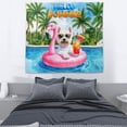 thumbnail image 3 of Hello Summer West Highland White Terrier at Swimming Pool Flamingo Swim Ring Tapestry Westie Westy Dog Lover Wall Hanging Backdrop Home Decor - 12009, 3 of 5
