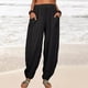 thumbnail image 2 of Moda Mujer Verano Casual Suelto Algodón Y Lino Bolsillo Sólido Pantalones Pantalones Odeerbi ODB-6, 2 of 7