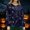 Dark Blue #054, variant on Women's Halloween Scrub Top Bone Bat Graphic Crew Neck Cute Scrub Shirts Pumpkin Print Long Sleeve Button Down Medical Uniforms with Pockets 4XL