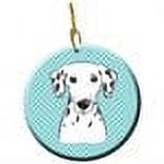 Checkerboard Blue Dalmatian Ceramic Ornament