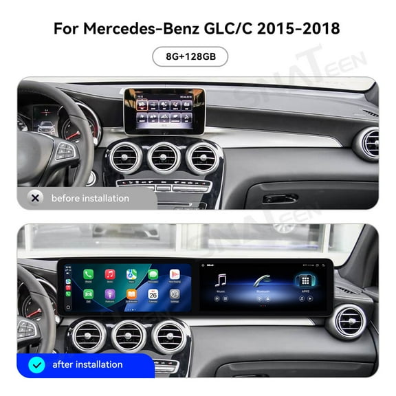 SNATEEN Dual 12.3 inch Carplay Screen/Radio/Multimedia Player for Mercedes-Benz GLC/C 2015-2018 Universal Car Navigation/GPS Upgrade Headunit Android Display 1080P Touch Screen Replace System