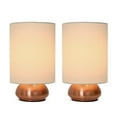 thumbnail image 3 of Simple Designs Gemini 2 Pack Mini Touch Lamp with Rose Gold Base and Cream Fabric Shades, 3 of 6