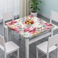 thumbnail image 3 of Pioneer Flower Floral Print Pattern Square Fitted Tablecloth with Elastic Edge,Square Table Cover,Washable Elastic Table Cover for Home Kitchen Party Decor 34"x34", 3 of 6