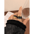 thumbnail image 4 of Anillo abierto de doble capa de esmalte líquido, dulce, fresco, sexy, color chocolate, anillo de personalidad de moda europea y americana, 4 of 6