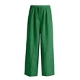 thumbnail image 4 of WUANDIXFA Girls Spring Pants 5-15 Years Girls Linen Pants Drawstring Wide Leg Pants Summer Flowy Palazzo Beach Trousers with Pockets,Green,14-15 Years, 4 of 5