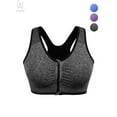 thumbnail image 3 of Gustave Women's Zip Front Close Sports Bra Seamless Wirefree Padded Racerback High Impact Workout Gym Yoga Bras Tank Top "L, Gray", 3 of 10