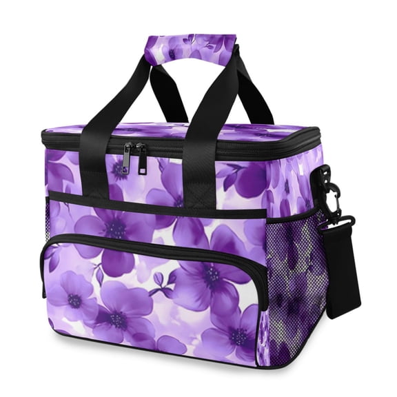 Cooler bag Purple Flower Watercolor 15L Insulated Lunch Bag Large Cooler Suitable for camping and picnics