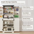 thumbnail image 3 of ACCOHOHO 72" Tall Kitchen Pantry, Farmhouse Storage Cabinet with Barn Doors, Drawer and Adjustable Shelves, Rustic Wood Cupboard for Kitchen, Dining Room, Bathroom, White, 3 of 9