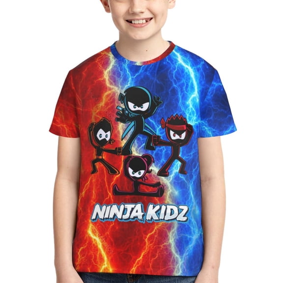 Ninja TV Kidz Boys Girls T Shirt Kids Short Sleeve Crewneck 3d Printed Graphic Shirts For Kids Youth X-Small