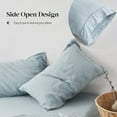 thumbnail image 6 of Simple&Opulence 100% Linen Sheet Set-Pure Linen Bedding Sheet-4 Pieces (1 Flat Sheet,1 Fitted Sheet,2 Pillowcase)-Embroidery Collection,Soft & Cozy,Cooling Bedding- Full Size, Dusty Blue, 6 of 9
