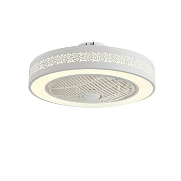 22'' Round Ceiling Fan Light 3 Color Indoor LED Chandelier Remote