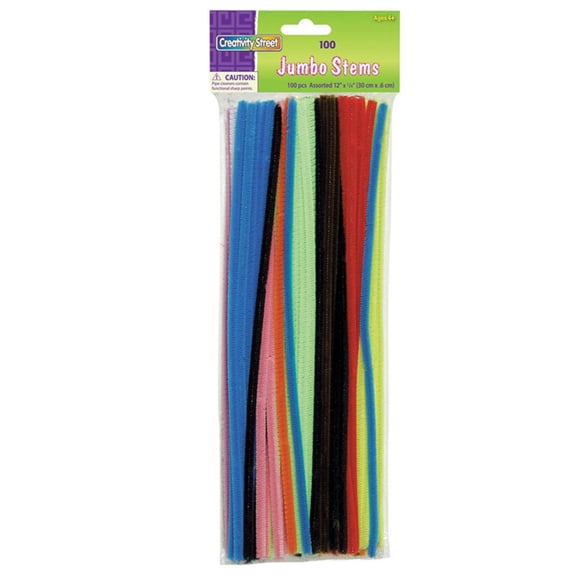 Creativity Street Jumbo Stem Multi-Purpose Wire Pipe Cleaner, 1/4 X 12 in, Assorted Color, Pack of 100