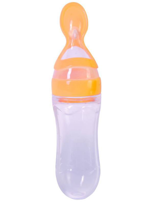 240ml Baby Squeeze Feeding Bottle With Spoon Food Rice Cereal Feeder CB 