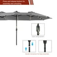 thumbnail image 4 of CHYVARY 15 x 9ft LED Double-Sided Patio Market Umbrella Outdoor with LED Lights for Garden, Deck and Pool,Gray, 4 of 7