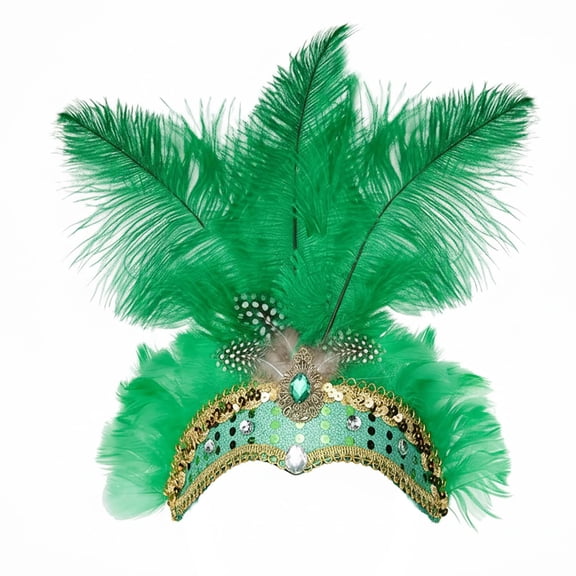 LIZUOJUN Colorful Headband Carnival Party Headpiece with Sequins Gemstones Showgirl Cosplay Accessories for Women Green One Size