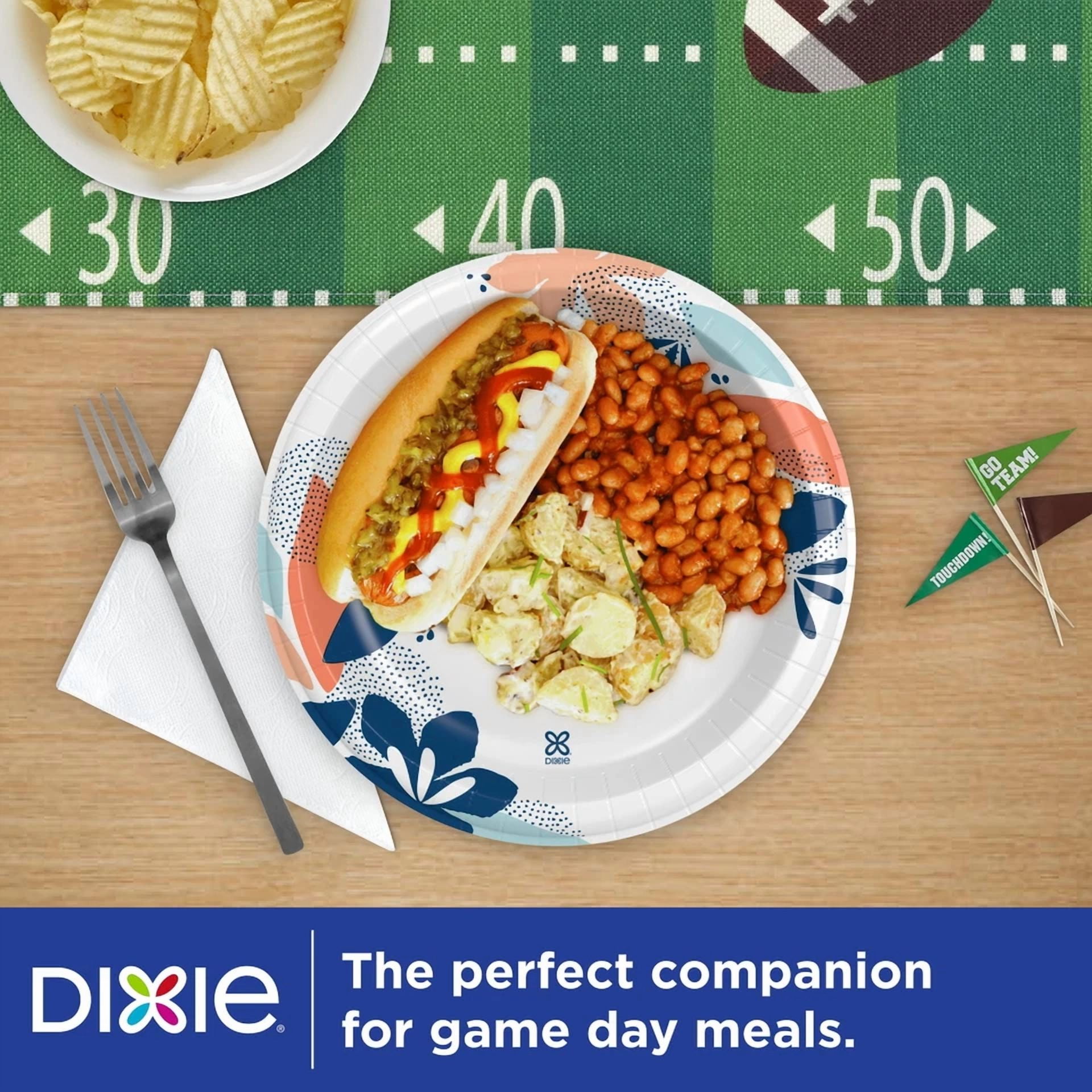Dixie Everyday Disposable Paper Plates, 10", Multi-Color, 100 Count,Durable